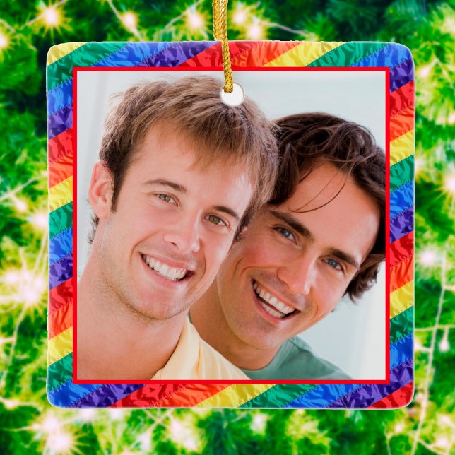 Anpassningsbar av HBT TQ+ Gay pride Rainbow Flagga Julgransprydnad Keramik (Skapare uppladdad)