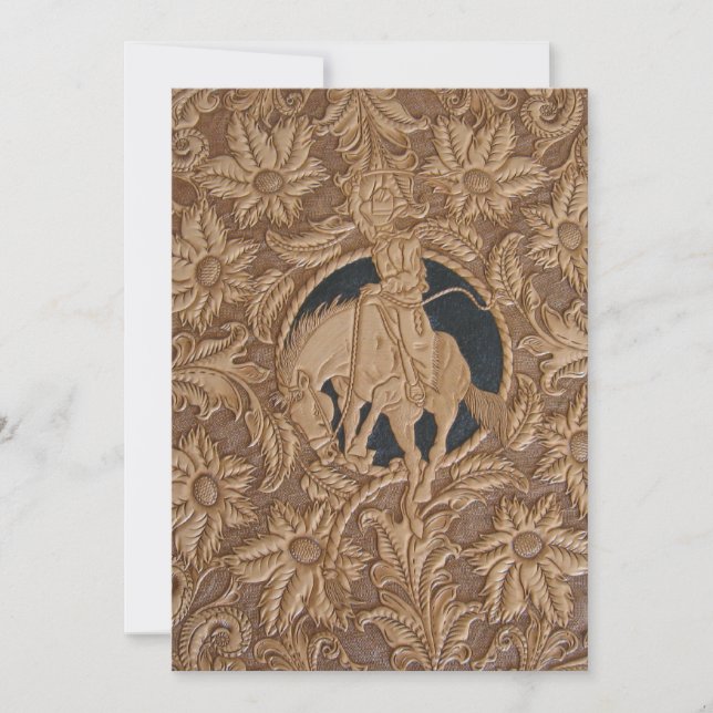 Anpassningsbar av läderbild med verktyg på inbjuda inbjudningar (Framsida)