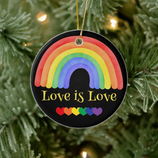 Anpassningsbar av LGBTQ-färgad regnbåge Julgransprydnad Keramik (Träd)