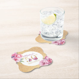 Anpassningsbar av lyxdagen 50:e födelsedagen Peoni Underlägg Papper