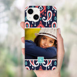 Anpassningsbar av marin och koral Ikat Paisley Pho<br><div class="desc">Anpassningsbarna gjorde personlig i telefonfodral med foton och text. Den här söta färgen har en ikat paisley-mönstrad bakgrund i marin, koral och turkos färg med en anpassningsbar fotomall. Lägg till ditt namn monogram eller ditt eget unika meddelande. Klicka på Anpassa om du vill redigera texten typsnitt och färg eller lägga...</div>