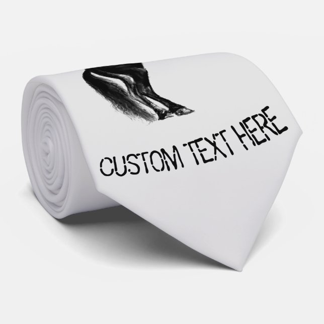 Anpassningsbar av Opright Black Vild Horse Tie Tie Slips (Rullad)