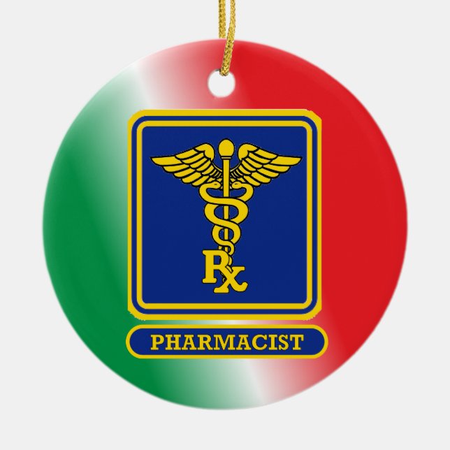 Anpassningsbar av Pharmacist Shield Julgransprydnad Keramik (Framsidan)