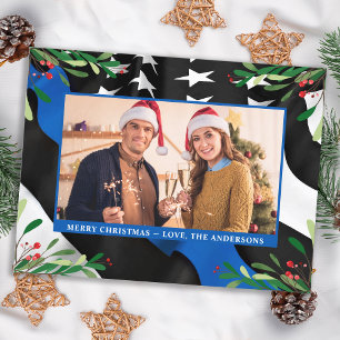 Anpassningsbar av polistunt blått streck - Flagga  Helg Vykort