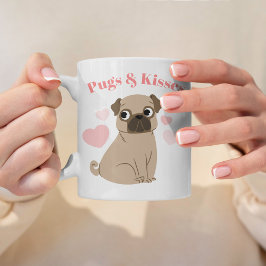 Anpassningsbar av "Pugs and Kisses" Adsible Pug "P Kaffemugg