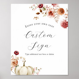 Anpassningsbar av Pumpkin- och Burgundy-Blommigt Poster