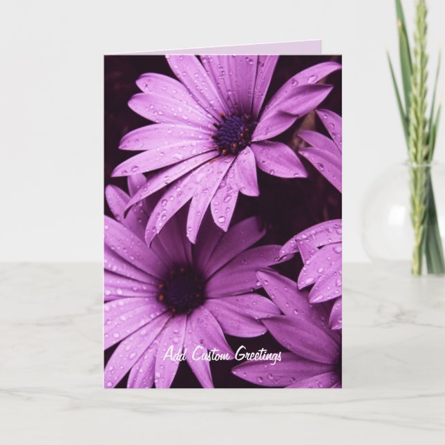 Anpassningsbar av radroppar Lilac Daisy Flower Tack Kort (Framsida)