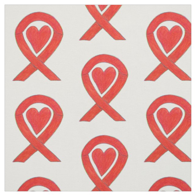 Anpassningsbar av "Red Awareness Ribbon Hearts"-ma Tyg (Provkarta)