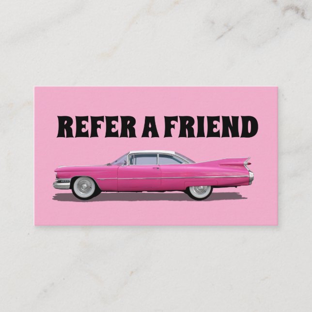 ANPASSNINGSBAR AV REFERENskort ROSA CLASSIC CAR Rabattkort (Framsida)