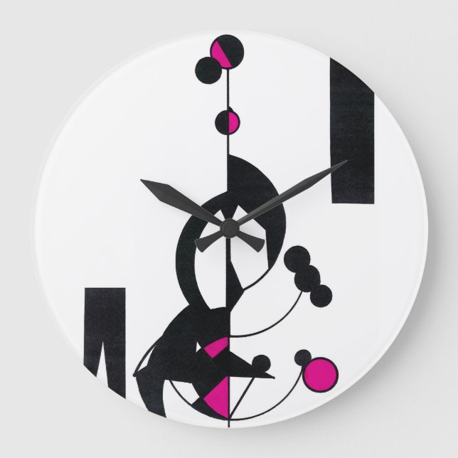 Anpassningsbar av rosa Geo Design Clock Stor Klocka (Framsida)