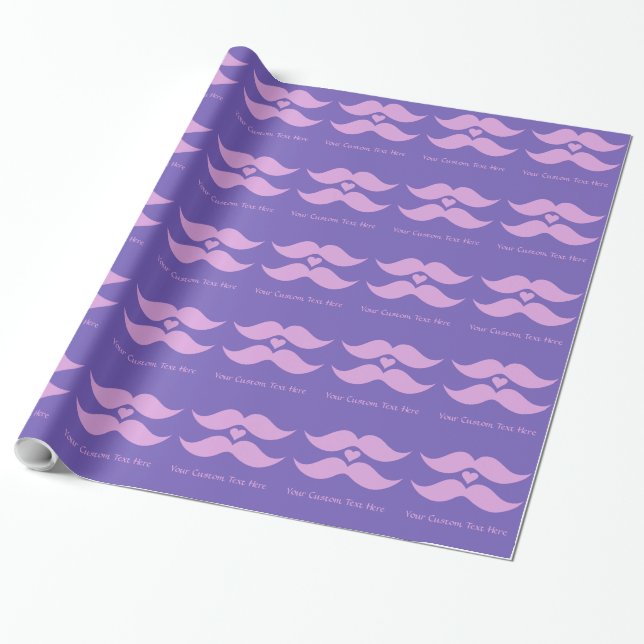 anpassningsbar av rosa Mustache som omsluter pappe Presentpapper (Utrullad)