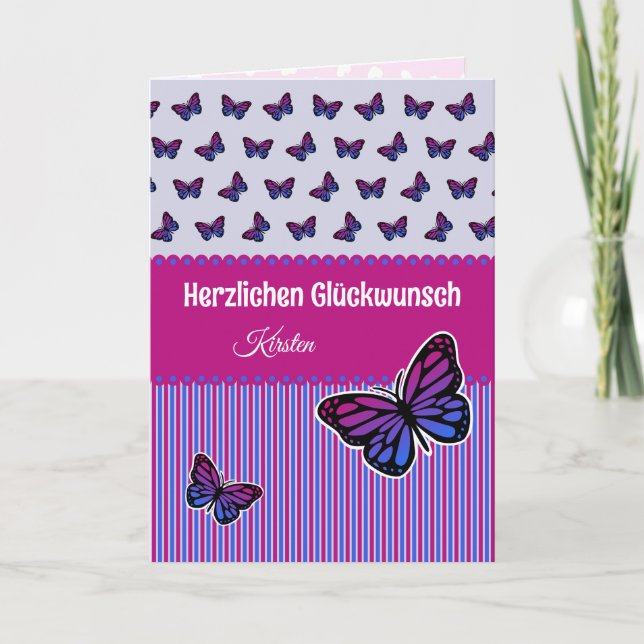 Anpassningsbar av rosa och lilac butterfly kort (Framsida)