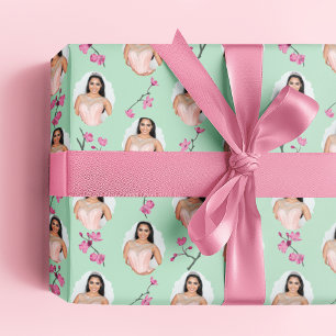 Anpassningsbar av rosa och Mint Grönt Cherry Blomm Presentpapper