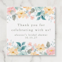 Anpassningsbar av rosa Teal Blommigt Möhippa Tack