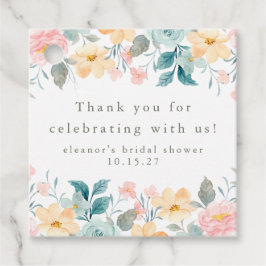 Anpassningsbar av rosa Teal Blommigt Möhippa Tack Gåvor Etiketter