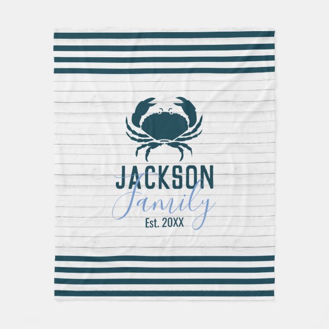 Anpassningsbar av Rustic Wood Crab-familjen Fleecefilt (Framsidan)