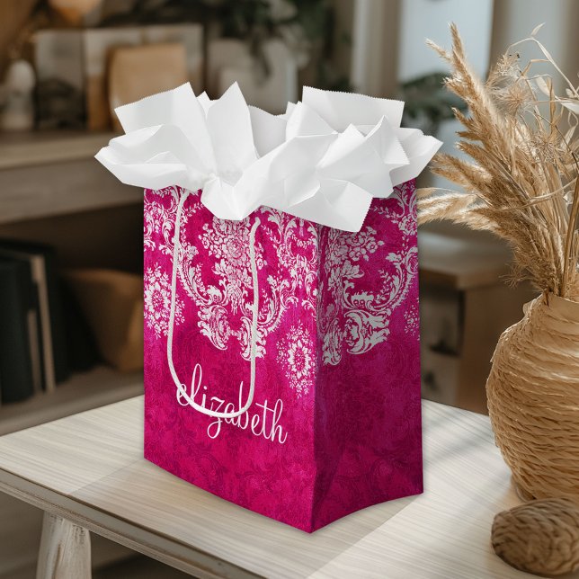 Anpassningsbar av shock rosa mönster för mätmask (Custom Gift Bag)