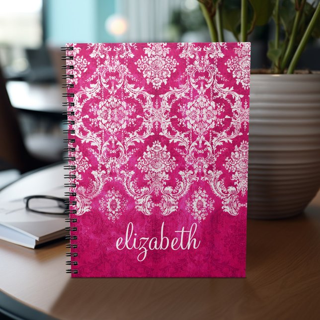 Anpassningsbar av shock rosa mönster för mätmask anteckningsbok med spiral (Personalized notebook - add your name or other text)