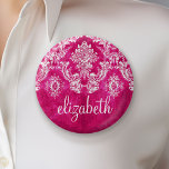 anpassningsbar av shock rosa mönster för mätmask knapp<br><div class="desc">En vintage mönster med en rityta och snöre. Titta noga på blommorna och löven.Ett trendig med jewelton färg och elegans. Objekt är enklare att anpassa när du ersätter all text och alla foton först. Om teckningen fortfarande behöver justeras klickar du på knappen Anpassa den här. Detta kommer att föra dig...</div>