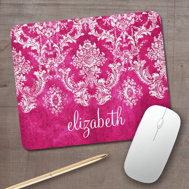 anpassningsbar av shock rosa mönster för mätmask musmatta (Personalized Mousepad - Add Your Name to this template)