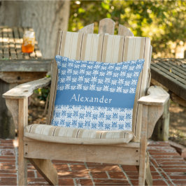 Anpassningsbar av snyggt Blue & White Grekiska Blo Kudde