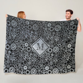 Anpassningsbar av Steampunk Silver Zinc Gears Mono Fleecefilt