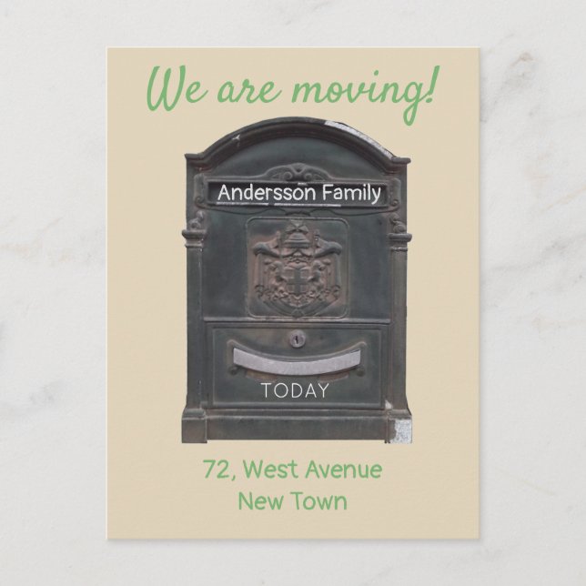 Anpassningsbar av svart postlåda för flytta  vykort (Framsida)