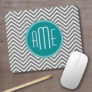 Anpassningsbar av Teal Charcol Chevrons Musmatta