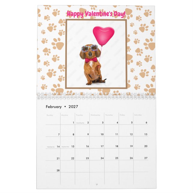 Anpassningsbar av text Cute, stilt för Ljuskund Kalender (Feb 2027)