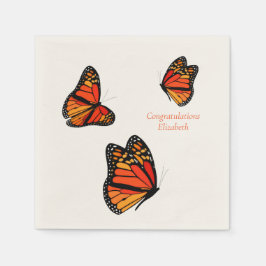 anpassningsbar av tre Monarch Butterflies-meddelan Pappersservett