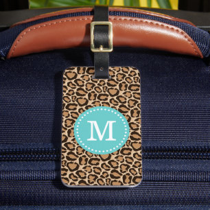 Anpassningsbar av turkos och leopard Monogram Bagagebricka
