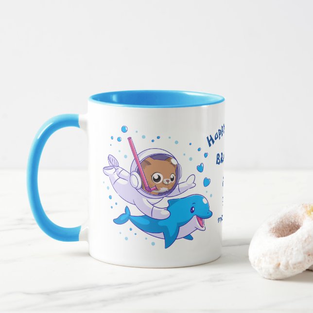 Anpassningsbar av undervattenskatt och delfin mugg (Med munk)