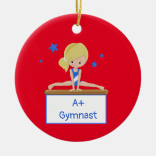 Anpassningsbar av Unga klonade gymnast-Personliger Julgransprydnad Keramik