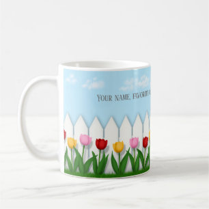 Anpassningsbar av  vår Tulips White Picket Fence Kaffemugg