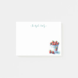 Anpassningsbar av vattenfärg Jordgubbar Post-it Block