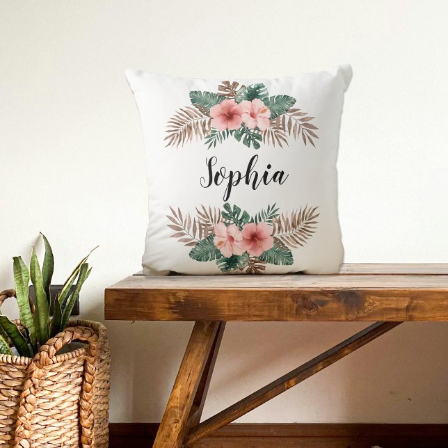 Anpassningsbar av vattenfärg Tropisk Blommigt Utan Kudde (Skapare uppladdad)