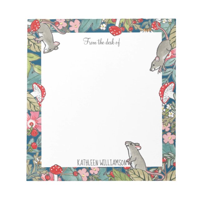 Anpassningsbar av vimningsmus Mouse Mushroom Woodl Anteckningsblock (Framsida)