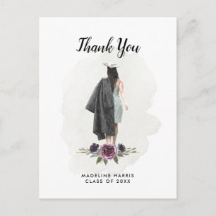 Anpassningsbar av Watercolor Girl Blommigt Photo S Vykort