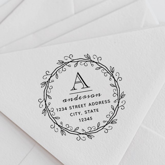 Anpassningsbar av Whimsical WAN Monogram Returadre Självfärgande Stämpel (Skapare uppladdad)