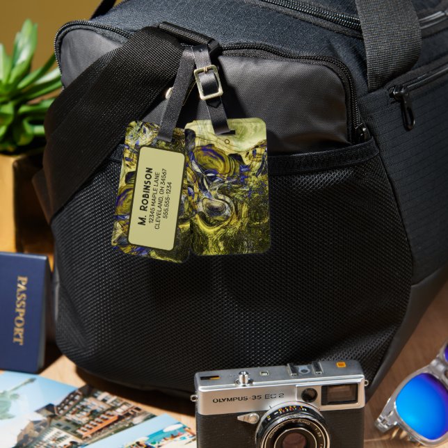 Anpassningsbar Avignon Oliv grönt Abstrakt Bagagebricka (Fram & Baksida)