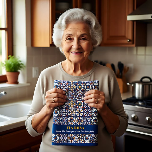 Anpassningsbar Azulejo Sass Kökshandduk (Customizable Azulejo Sass Kitchen Towel)
