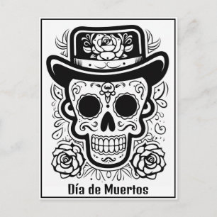 Anpassningsbar B/W (färg er egen) Día de Muertos Vykort