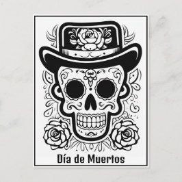 Anpassningsbar B/W (färg er egen) Día de Muertos Vykort
