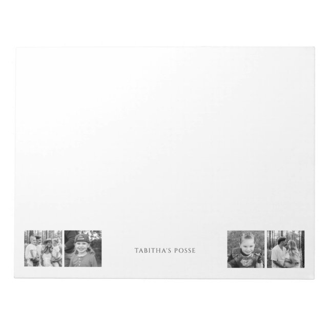 Anpassningsbar B/W Photo Collage "Namn Posse" Cute Anteckningsblock (Framsida)