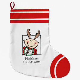 Anpassningsbar Baby 1 Julljus Skin Baby Ansikte Stor Julstrumpa