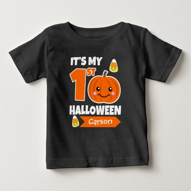 Anpassningsbar Baby 1st Halloween Shirt - Lägg til T-shirt (Framsida)