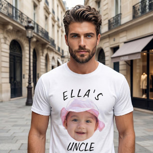 Anpassningsbar Baby Ansikte Fototext Nya morbror T Shirt