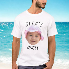 Anpassningsbar Baby Ansikte Fototext Nya morbror T Shirt