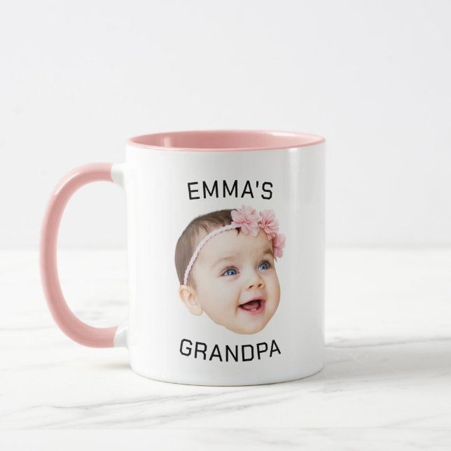 Anpassningsbar Baby Ansikte, Grandpa Gift Mugg, Ph Mugg (Vänster)