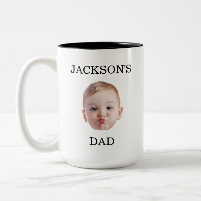 Anpassningsbar Baby Ansikte Mugg, anpassa barnfoto Två-Tonad Mugg (Vänster)